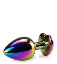 Load image into Gallery viewer, Regenbogenfarbener Rosebud-Analschmuck in Herzform M