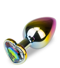 Load image into Gallery viewer, Regenbogenfarbener Rosebud-Analschmuck in Herzform M