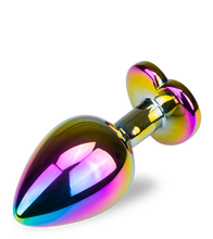 Load image into Gallery viewer, Regenbogenfarbener Rosebud-Analschmuck in Herzform M