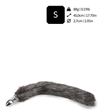 Load image into Gallery viewer, Schwanz-Buttplug mit grauem Wolfschwanz