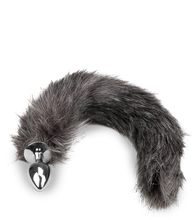 Load image into Gallery viewer, Schwanz-Buttplug mit grauem Wolfschwanz