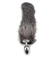 Load image into Gallery viewer, Schwanz-Buttplug mit grauem Wolfschwanz