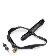 Load image into Gallery viewer, Schwarzer Mundknebel mit 2 Dildos