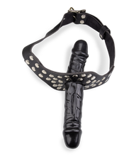 Load image into Gallery viewer, Schwarzer Mundknebel mit 2 Dildos