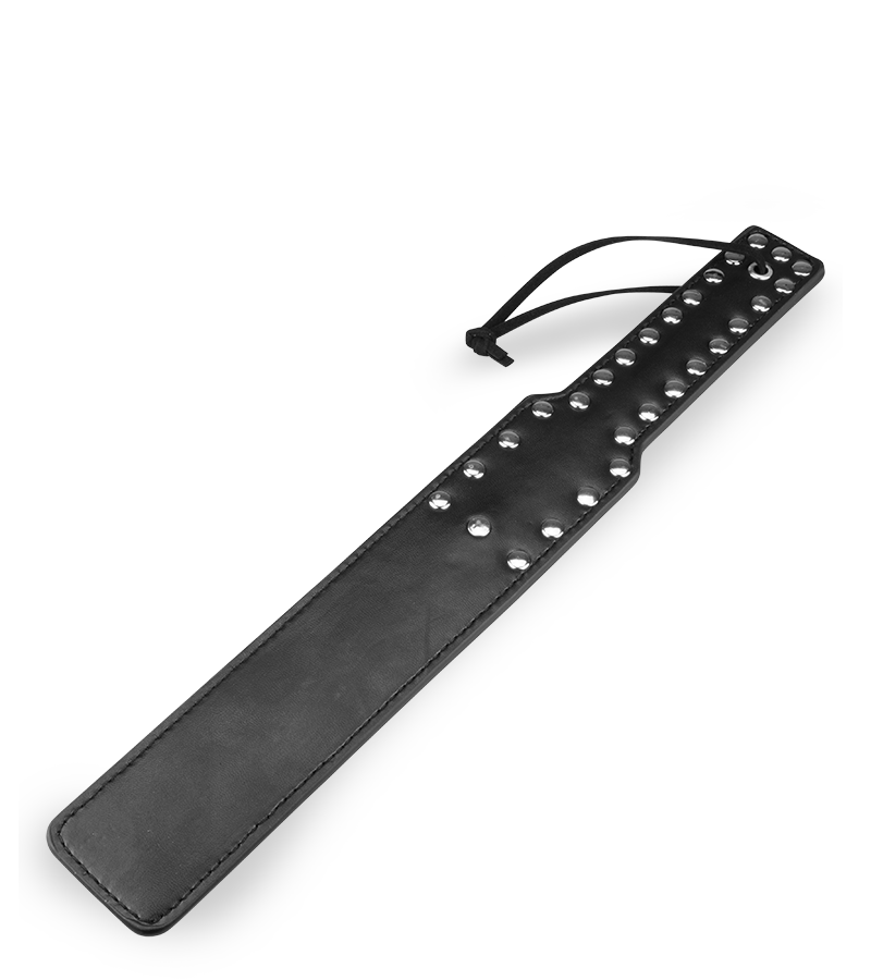 Schwarzes Kunstleder-Paddle mit Nieten 38 cm