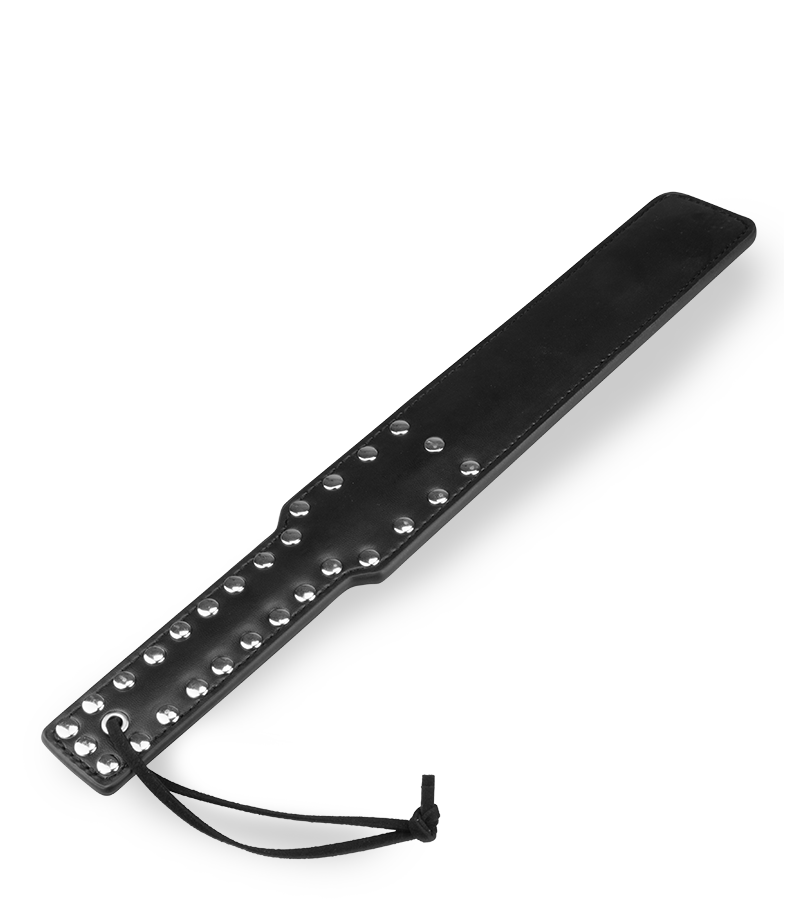 Schwarzes Kunstleder-Paddle mit Nieten 38 cm