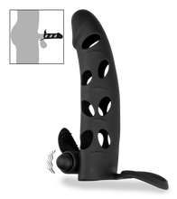 Load image into Gallery viewer, Silikon-Sleeve mit Hodenring und Vibro-Bullet