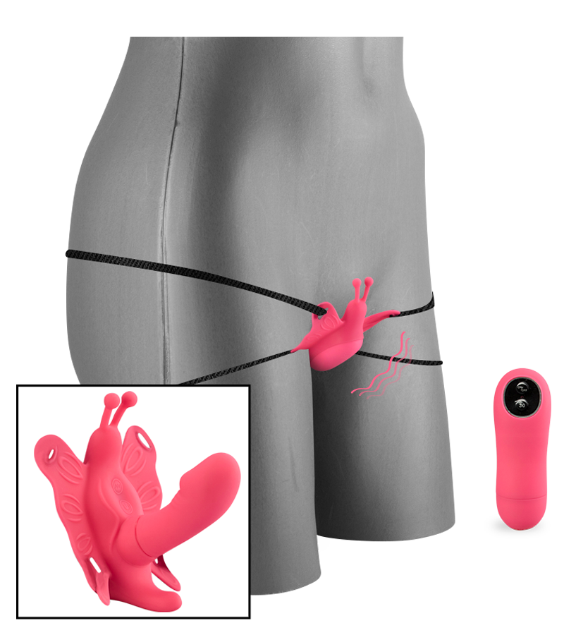 Slip-Vibrator aus Silikon mit Innendildo, 30 Modi