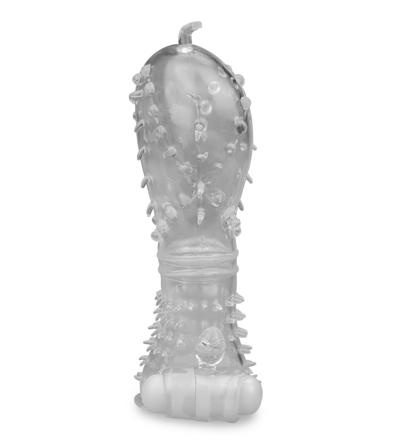 Transparente Penishülle mit Noppen &amp; Vibration