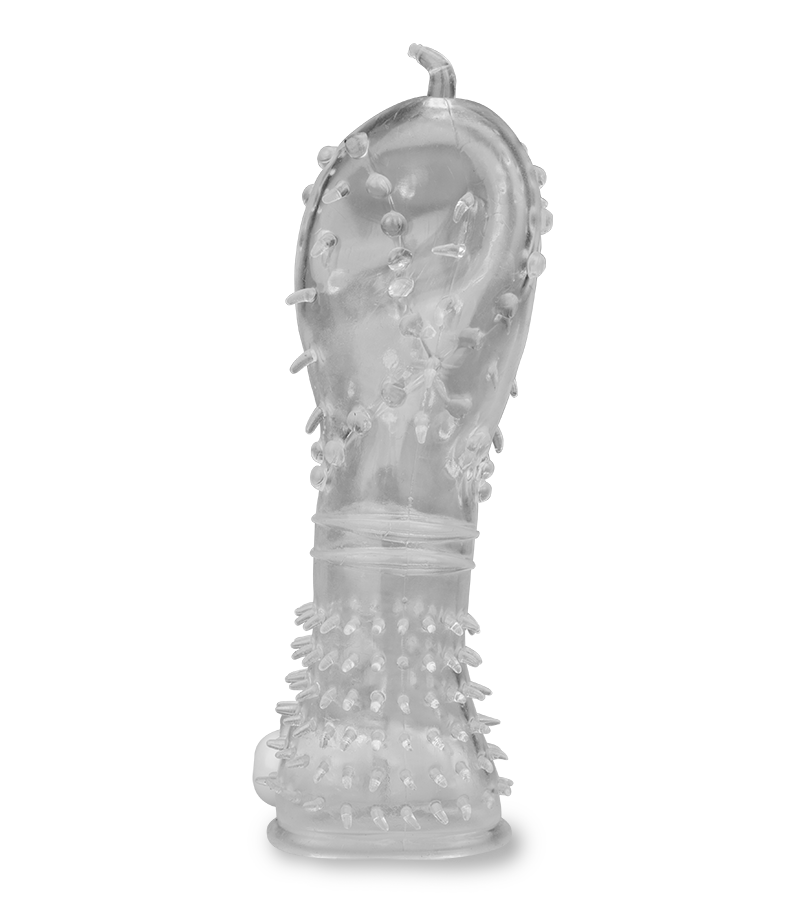 Transparente Penishülle mit Noppen &amp; Vibration