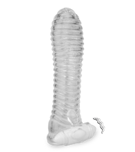 Load image into Gallery viewer, Transparentes gerilltes Penissleeve mit Vibration