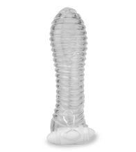 Load image into Gallery viewer, Transparentes gerilltes Penissleeve mit Vibration