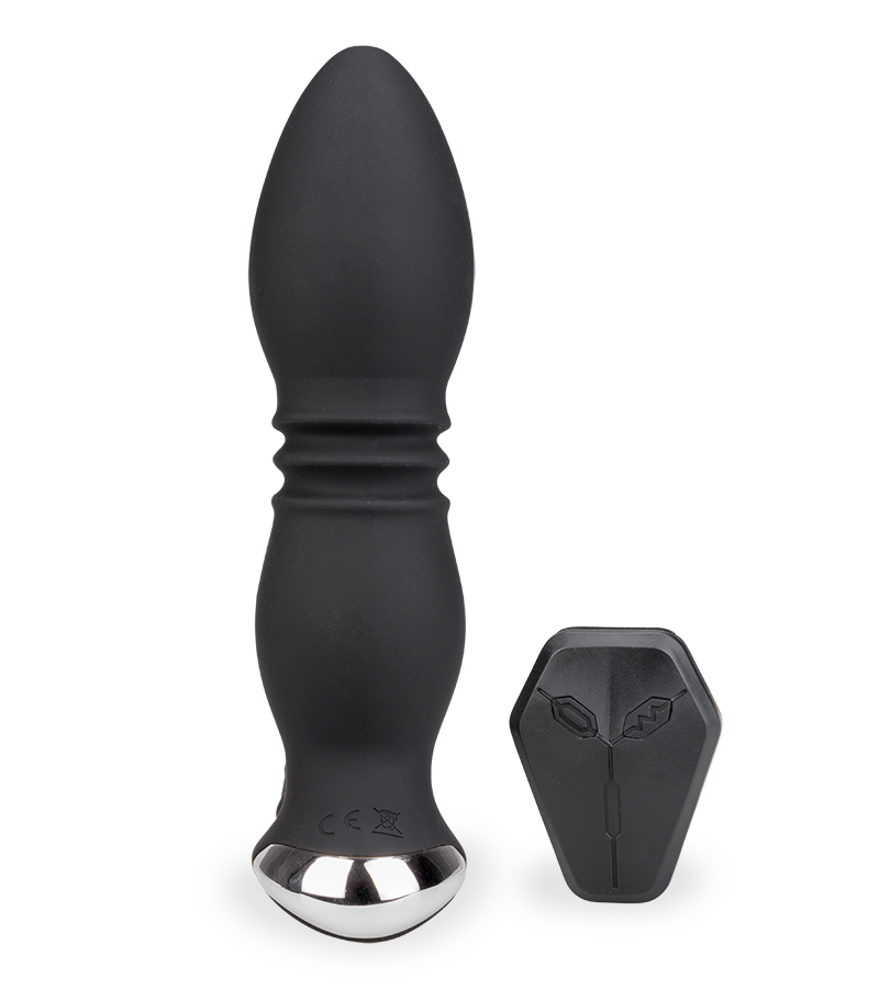 Vibrierender Analplug mit Stoßfunktion und Doppel-Cockring Paolo