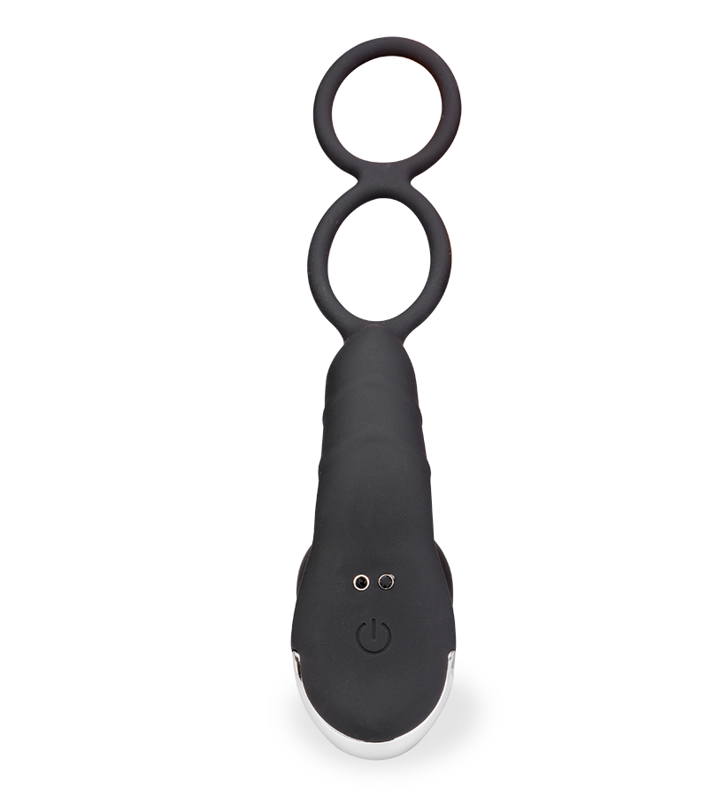 Vibrierender Analplug mit Stoßfunktion und Doppel-Cockring Paolo