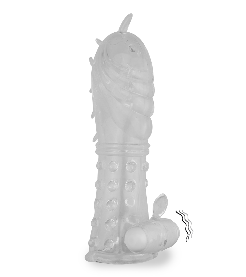 Vibro-Sleeve mit Noppen Crystal